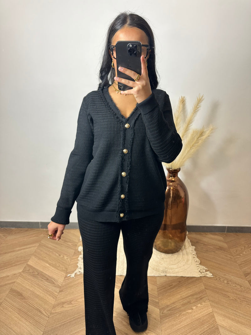 Ensemble tweed noir