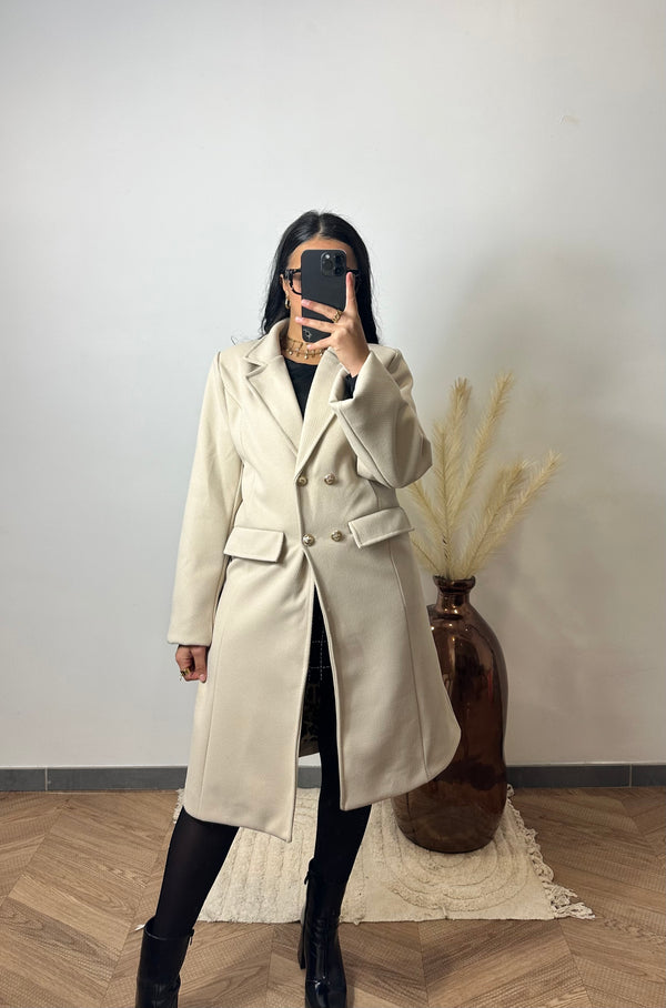 Manteau mi long beige